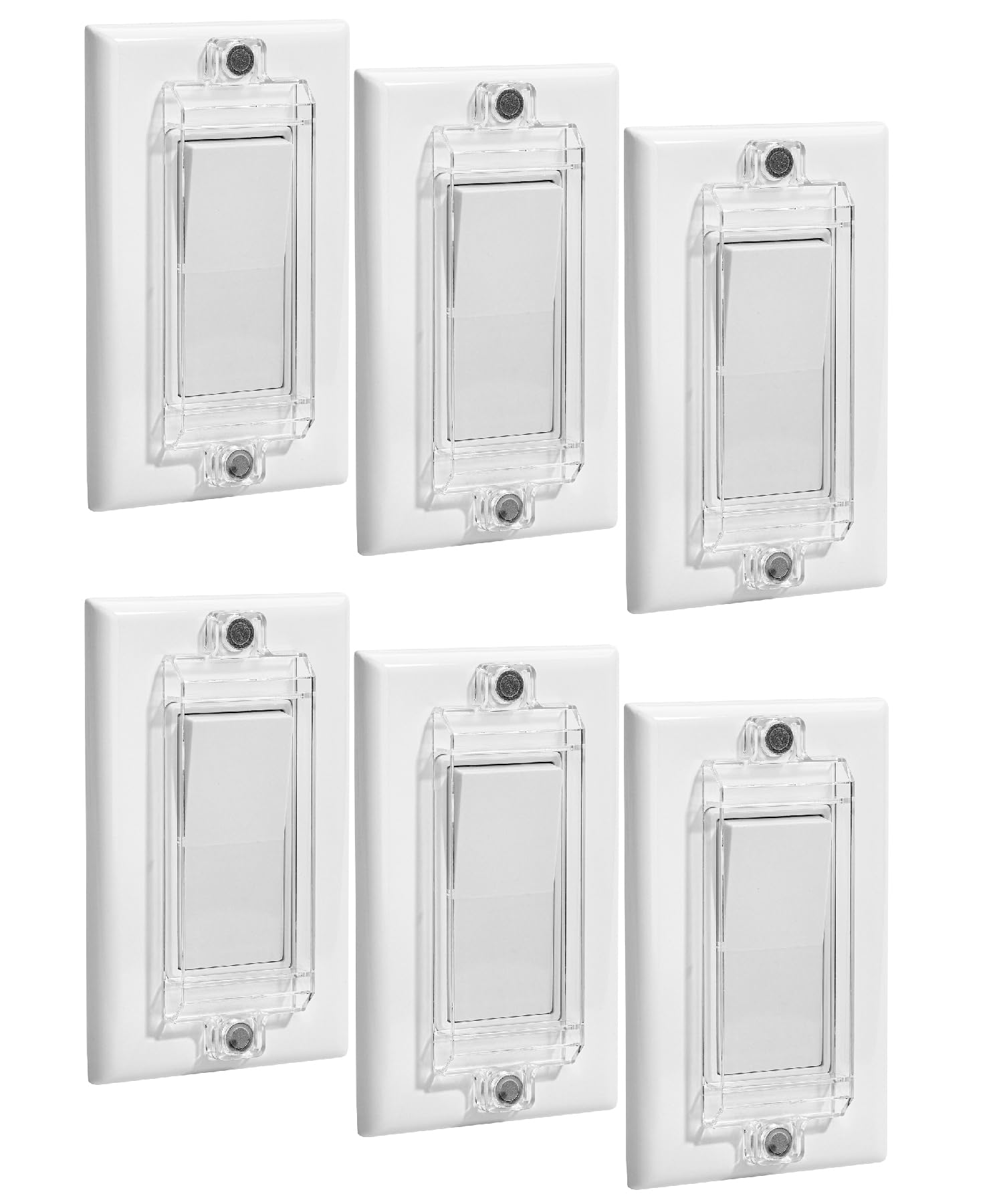 Bates- Magnetic Light Switch Guard, 6 Pack, Clear, Child Proof Light Switch Cover Child Proof