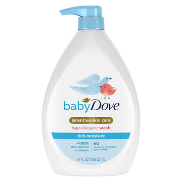 Baby Dove Sensitive Skin Care Baby Wash Rich Moisture For Baby Bath Time Tear-Free And Hypoallergenic 34 Oz