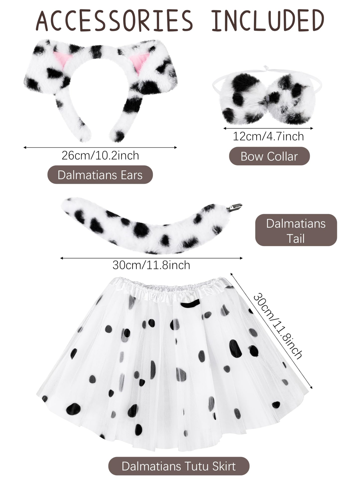 Fancyfun 100 Days Of School Dalmatians Costume Kids, Girl Cotton Costume Dalmatians Dog Outfit Set T-Shirt Tutu Leggings