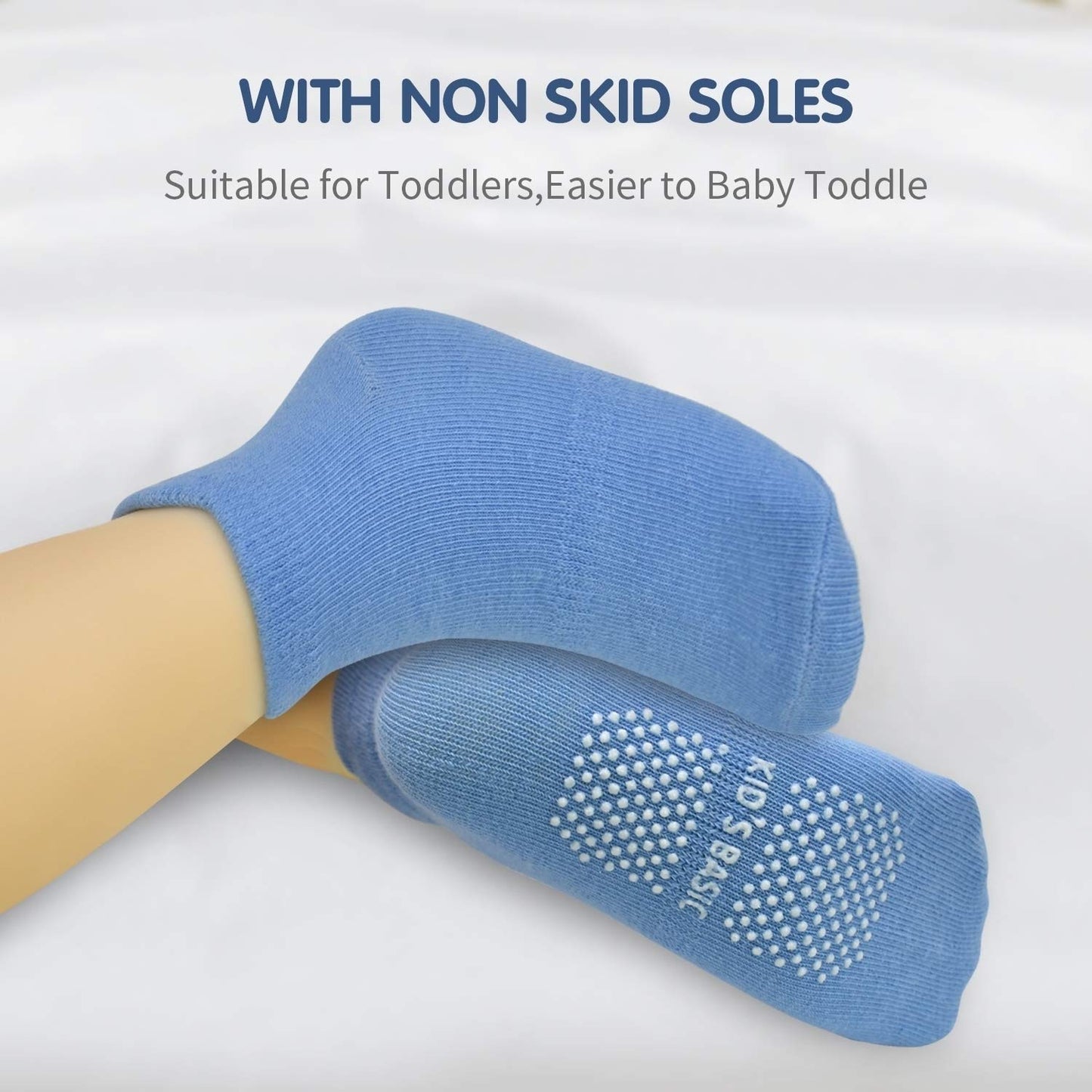 Hycles Toddler Socks With Grip Non-Skid 12 Pairs Baby Kids Sticky Slipper Cotton Crew Socks 1-3T Children/Boy/Girl