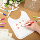 Panitay 100 Pcs Diy Baby Bibs Decorating Kit 50 White Bibs 25 Stencils 24 Fabric Markers 1 Baby Shower Game Sign(Kraft)