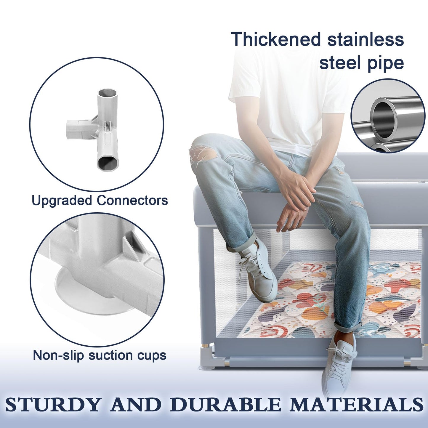 Xvishx 65 X 50 Inch Baby Playpen With Mat, Playpen For Babies And Toddlers, Baby Play Pen Playard For Indoor & Outdoor Active Ce