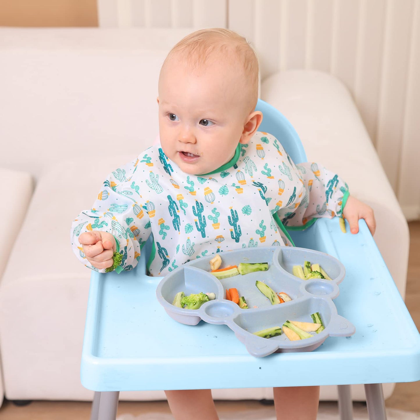 Lictin Long Sleeve Baby Bibs For Boy Or Girl,Fully Waterproof Toddler Bibs,2-5 Years Neutral Baby Smock For Eating,Reusable Infa