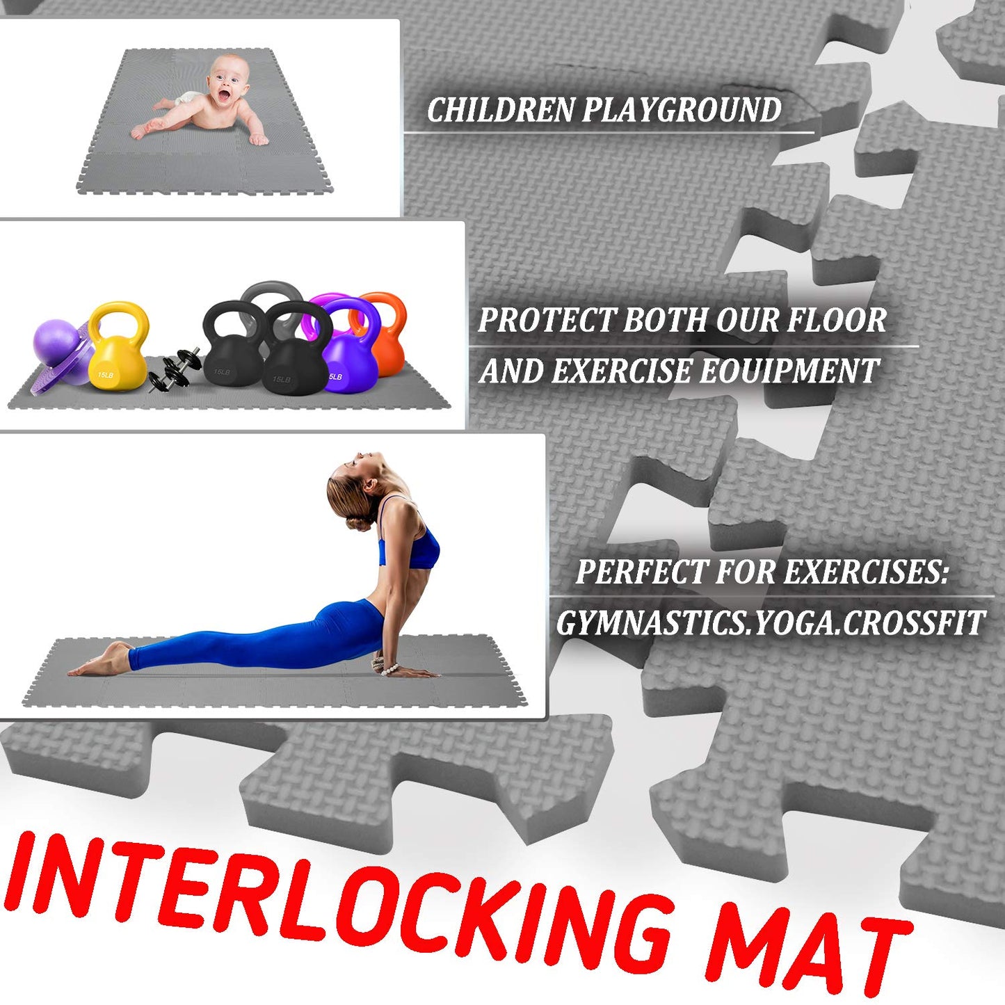 Xmtmmd Soft Non-Toxic Foam Baby Play Mat | Toddler Playmat | Eva Foam Interlocking Tiles For Gym, Nursery, Playroom | 18 Squares