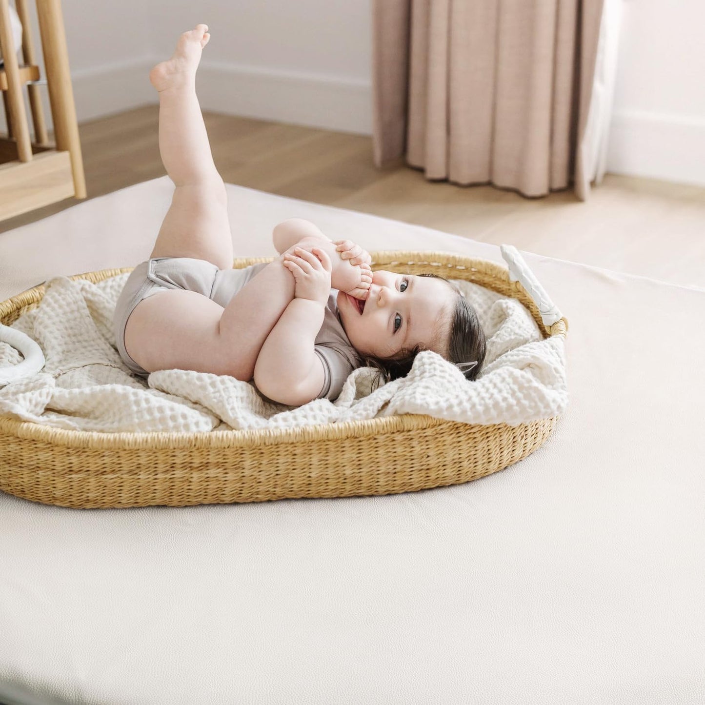 Padded Baby Play Mat - Thick Play Mat For Baby - Protective & Super Soft Non Toxic Vegan Leather Floor Mat For Baby Girls And Bo
