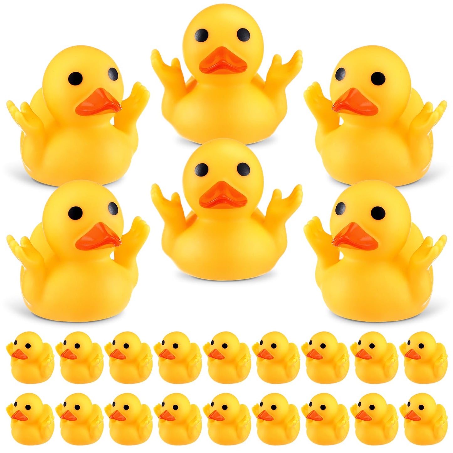 Lenwen 24pcs Cute Rubber Ducks Yellow Small Funny Rubber Ducks Baby Shower Toys, Kids Bath Summer Beach Pool Toys Birthday Gifts