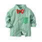Mhsh Baby Boy Christmas Outfit Green Stripe Shirt With Bowtie And Pants Outfits, Newborn 3Pcs Pants And Top Sets(Green Stripe, 8