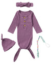 Morygooder Newborn Cotton Nightgowns Neutral Baby Knotted Sleeper Baby Coming Home Outfit (Purple, 0-6 Months)