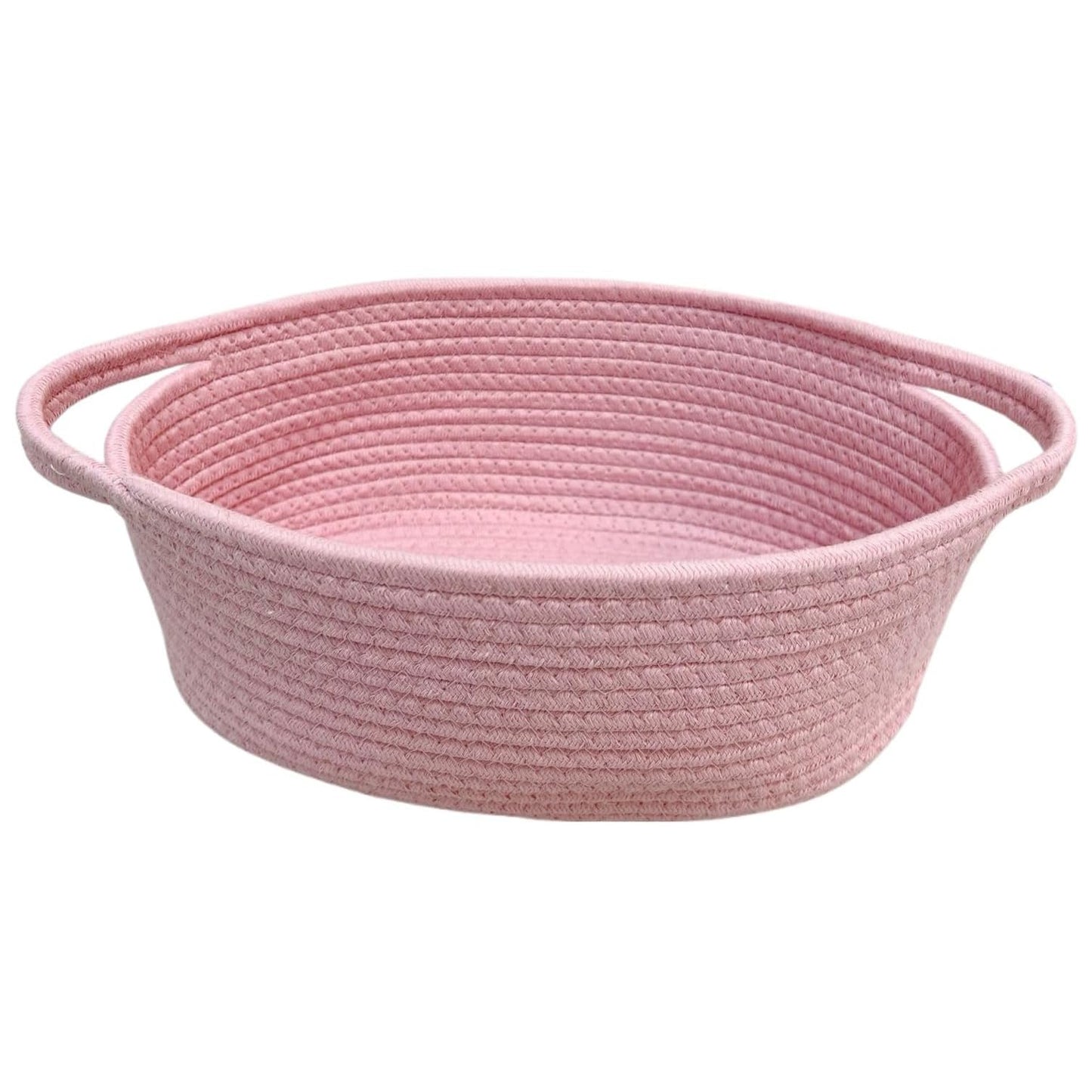 Giftexpress Pink Woven Basket - 13' X 8' X 5' Cotton Rope Organizing Baskets For Baby Items Or Cat & Dog Toys - Cute Soft Gif