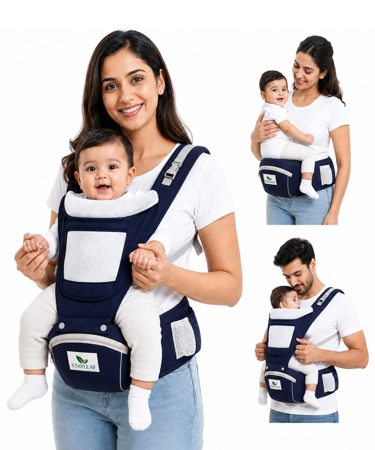 Stayleaf 6 in 1 Baby Carrier with Hipseat | Adjustable Baby Carry Bag for 0 to 3 Year| Baby Carrying Bag for New Born to Toddler