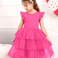 Arshiner Girl Dresses Toddler Ruffle Tutu Dress Cute Hot Pink Valentine Christmas Birthday Party Sundress 6-7 Years