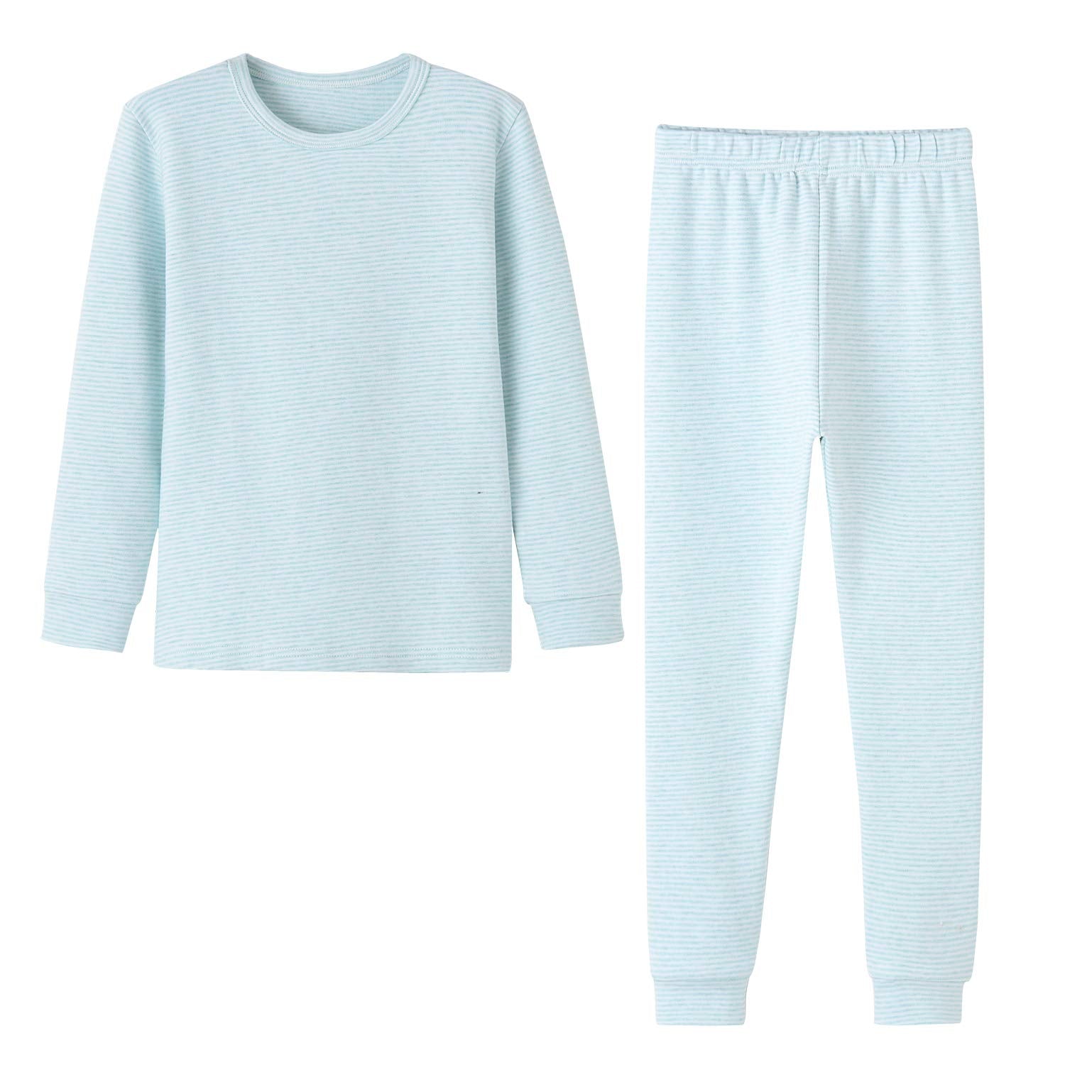 Enfants Ch?Is Kid Thermal Underwear Warm Pajamas For Boy Girl Size 6 Green Stripes