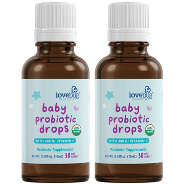 Lovebug Award Winning Usda Organic Probiotic For Infants & Babies 0-12 Months | Helps W/Colic, Reflux, Diarrhea, Constipation &