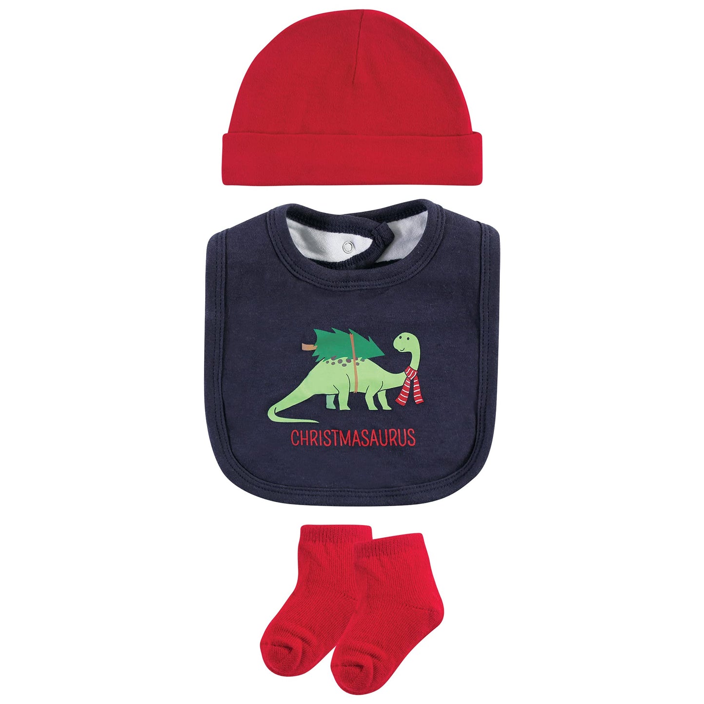 Hudson Baby Baby Cotton Layette Set, Christmasaurus, 6-9 Months