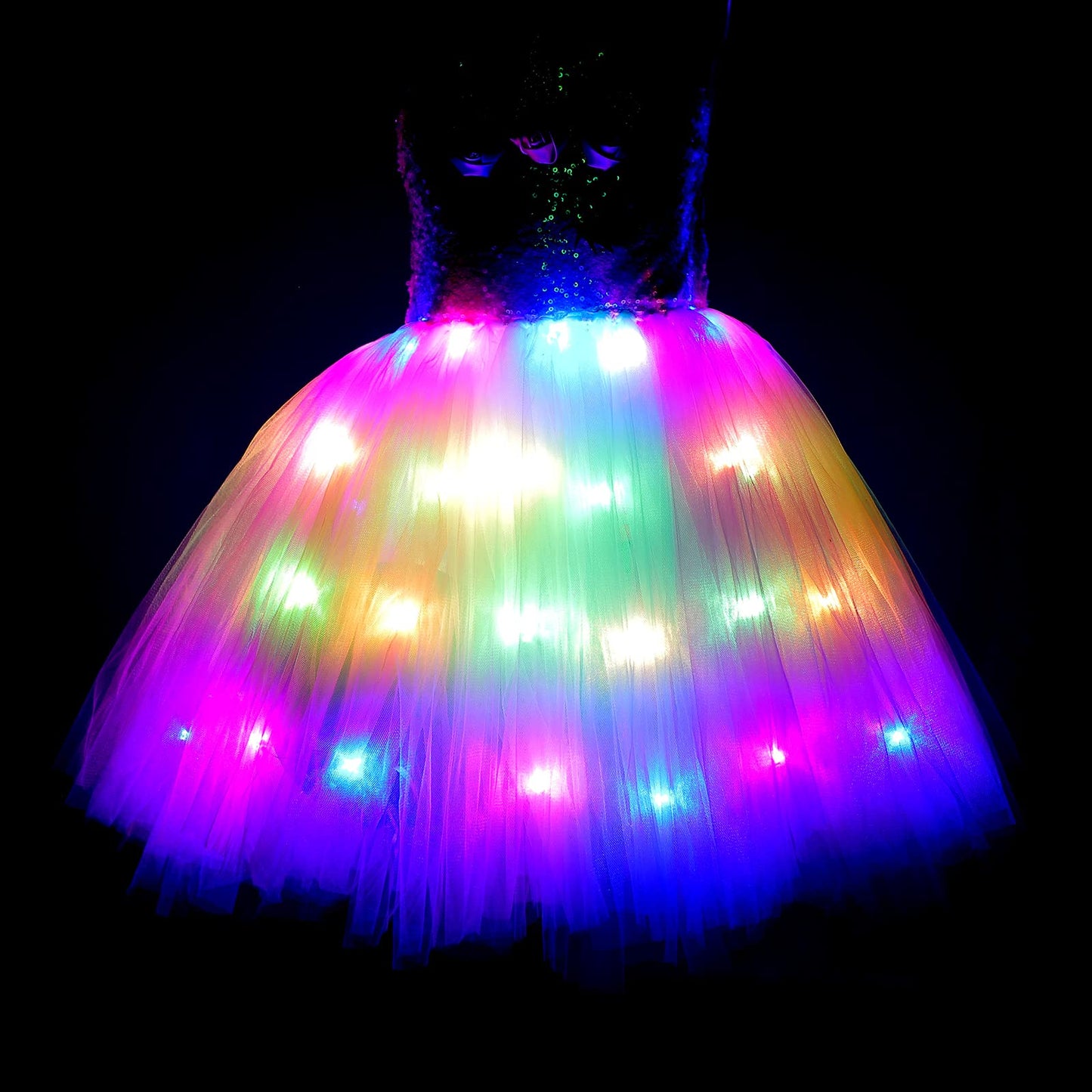 Skcaiht Unicorn Costumes For Girls Led Light Up Unicorn Princess Tutu Dress For Halloween Birthday Party Gifts (7-8 Years)