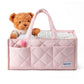Mecozone Diaper Caddy Organizer, Baby Diaper Storage Basket For Newborn Essentials, Baby Shower Gifts Registry Must-Have, Pink