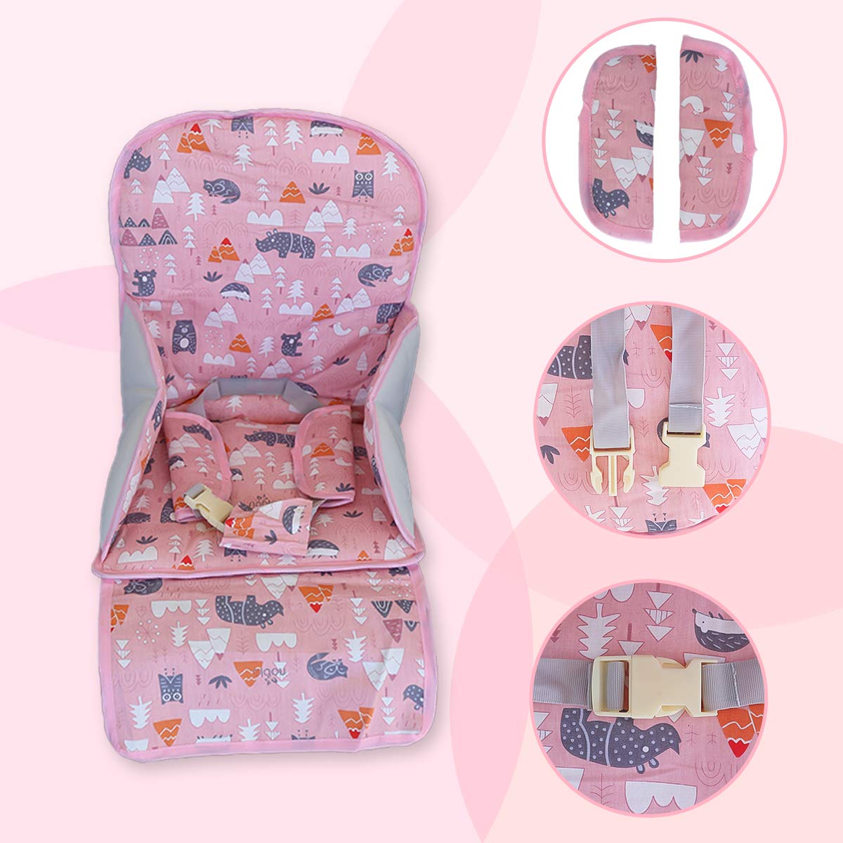 High Chair Pad, High Chair Cushion, Seat Cushion Breathable Pad, Cute Pattern,Comfortable Seat Belt Design, Soft And Comfortable