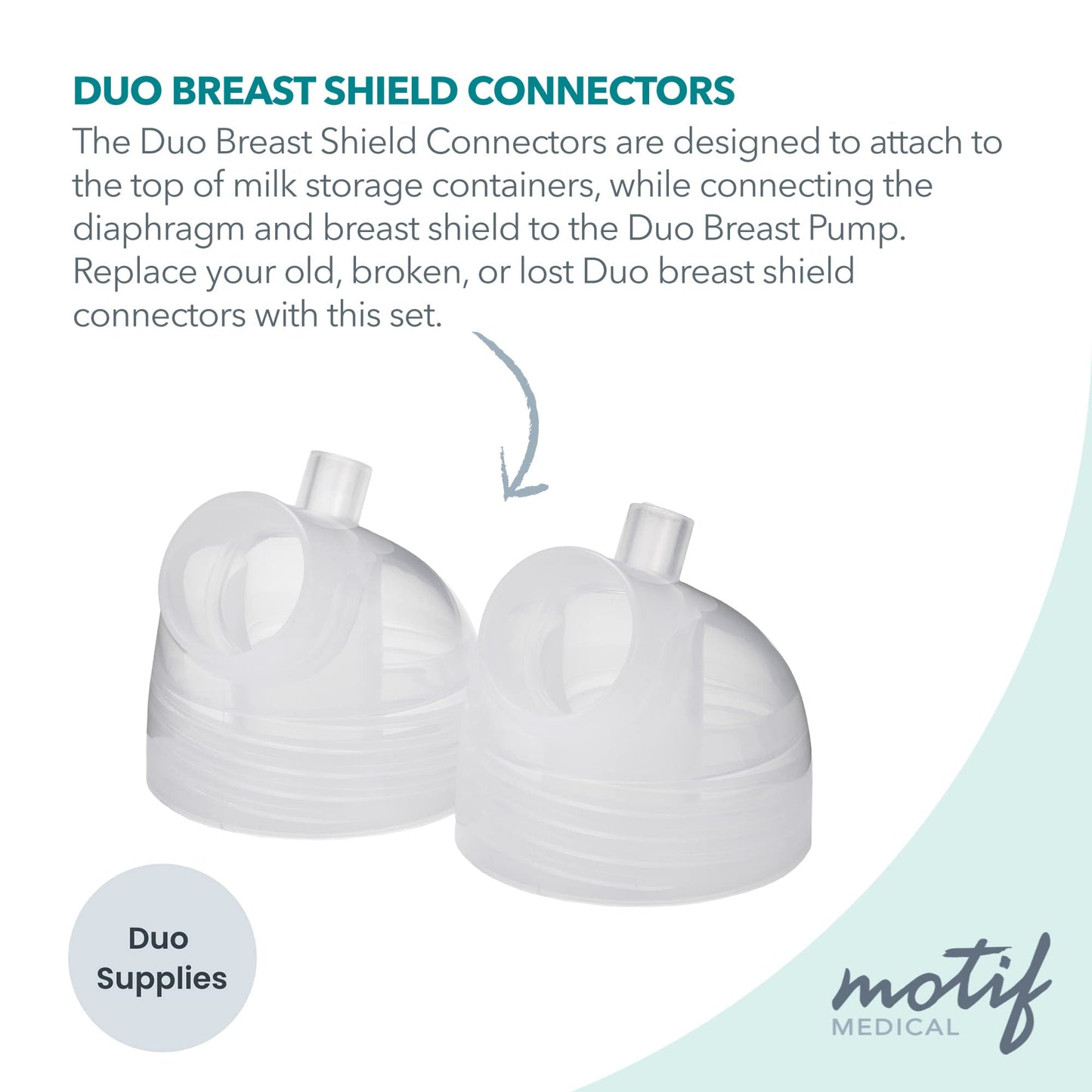 Motif Duo Breastshield Connectors, Replacement Parts For Breast Pump, Attaches To Motif Milk Collection Containers
