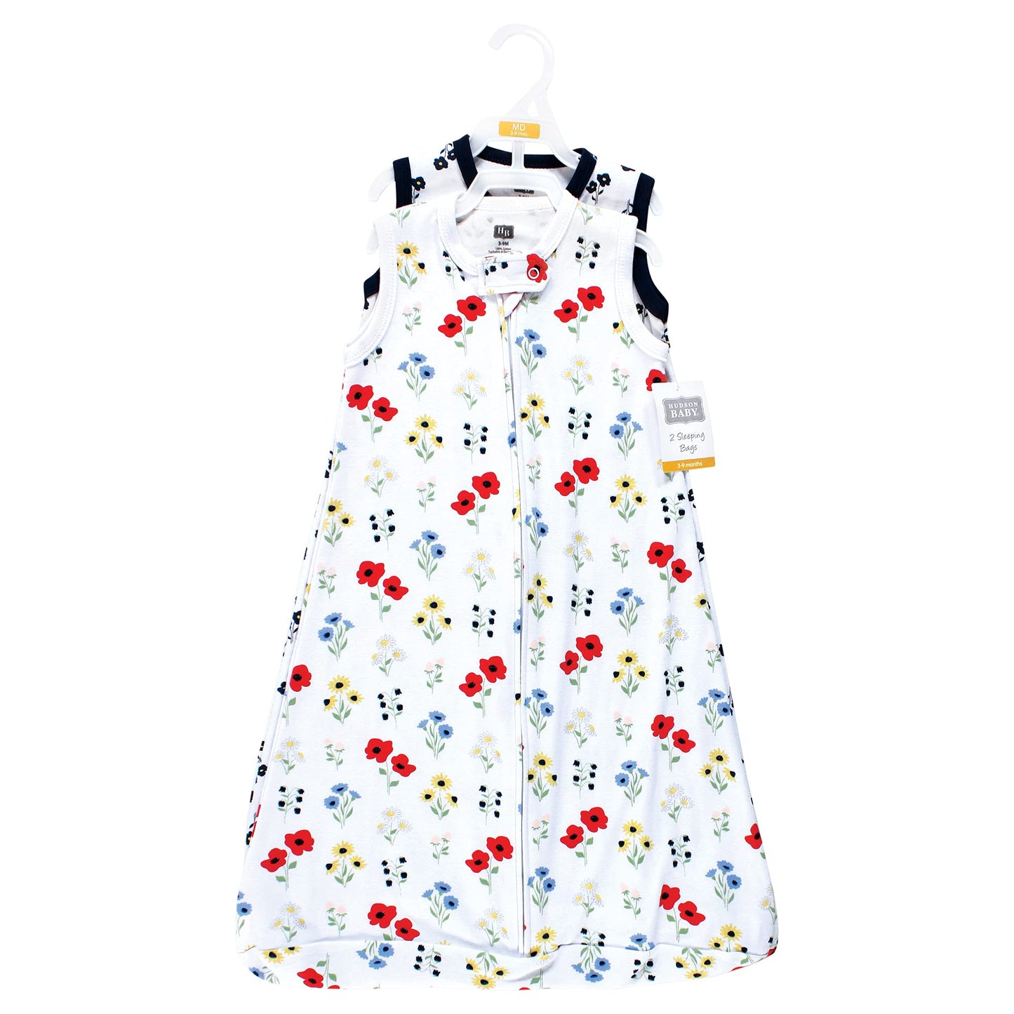 Hudson Baby Unisex Baby Interlock Cotton Sleeveless Sleeping Bag, Wildflower, 18-24 Months