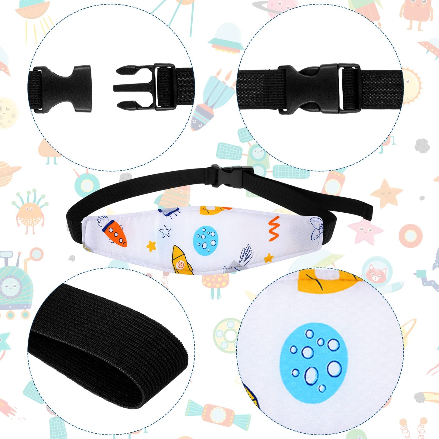 Hestya 2 Pieces Baby Carseat Head Support Band Strap Headrest Stroller Seat Sleeping Headrest Neck Relief Head Strap Headband Fo