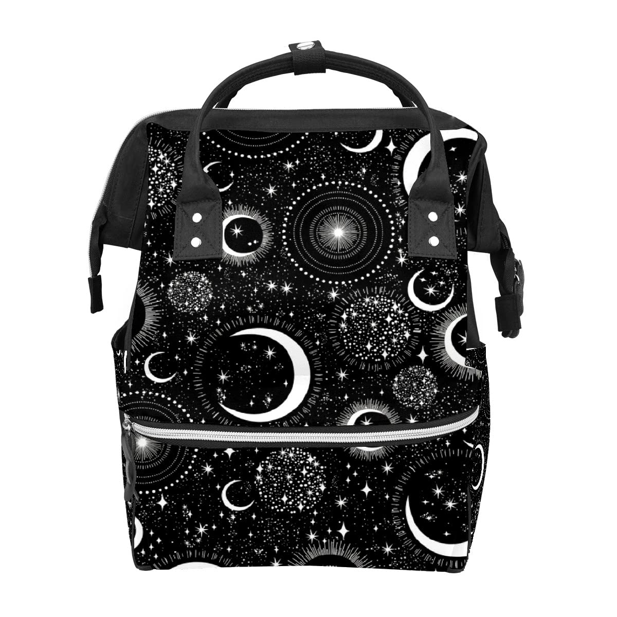 GACTIVITY Gothic Moon Stars Boho Diaper Bag Travel Backpack Large Capacity Multi-Function Zipper Casual Travel Backpacks for Mom