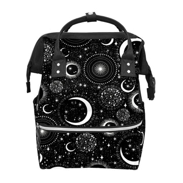 GACTIVITY Gothic Moon Stars Boho Diaper Bag Travel Backpack Large Capacity Multi-Function Zipper Casual Travel Backpacks for Mom