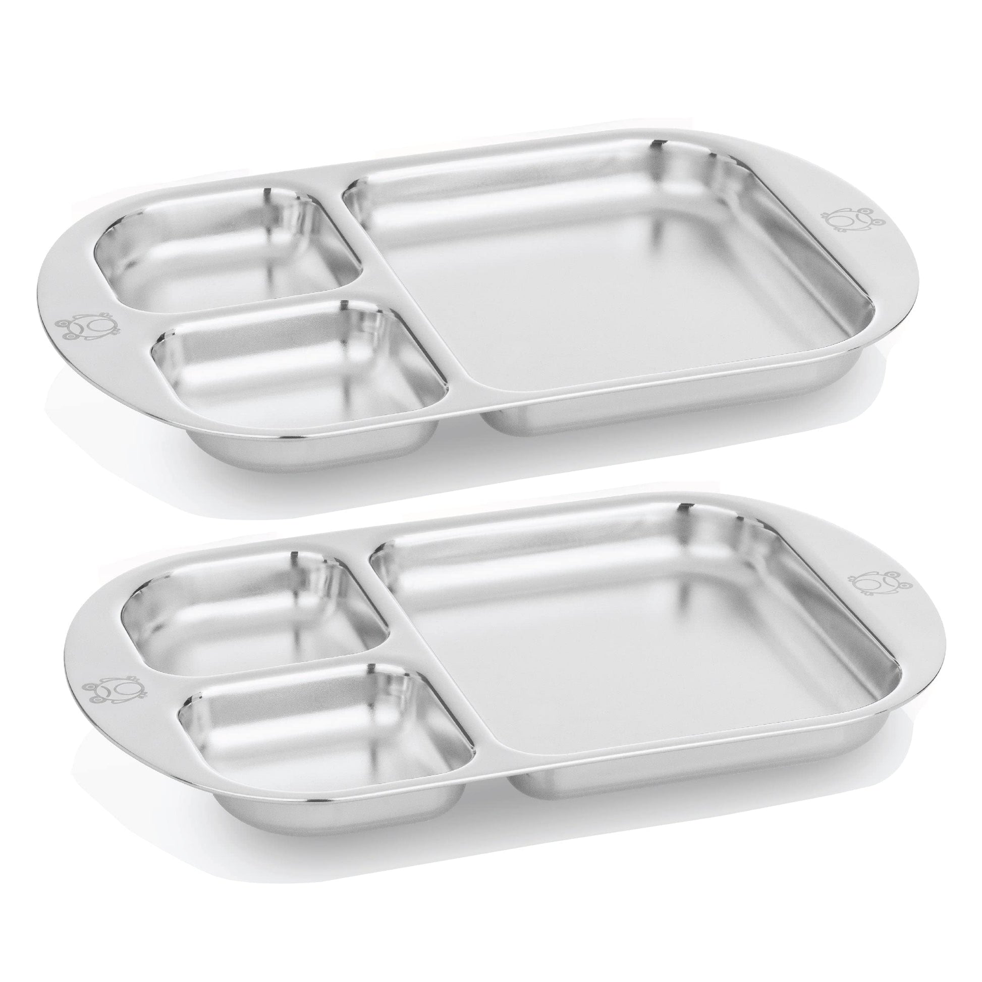 Kiddobloom Children Stainless Steel Divided Plates (2 Pc) - Frog