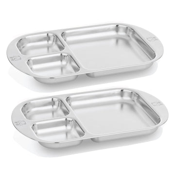 Kiddobloom Children Stainless Steel Divided Plates (2 Pc) - Frog