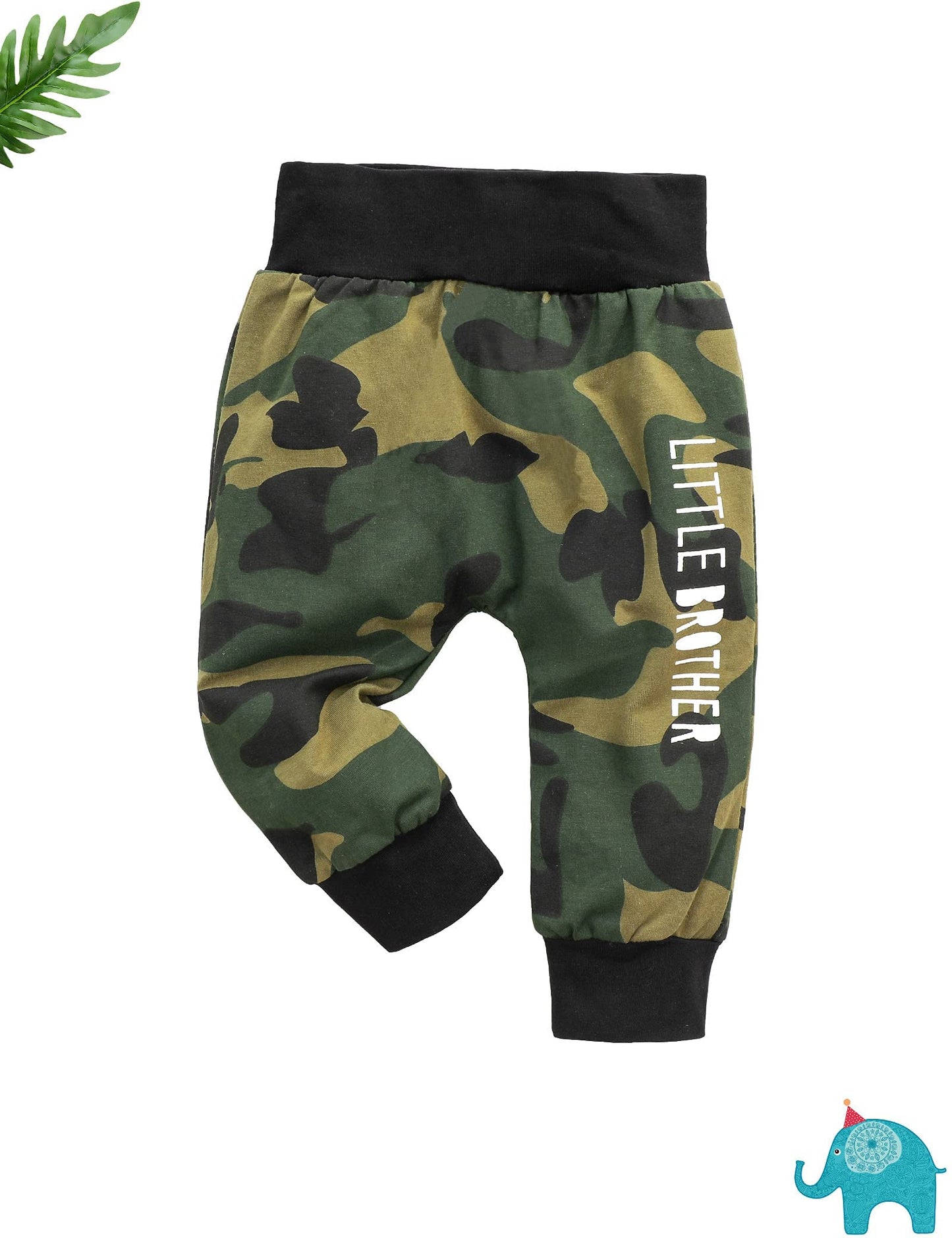 Fommy Baby Boy Clothes 9-12 Months Boy Outfit Little Brother Print Hoodies+Camouflage Pants 2Pcs Set