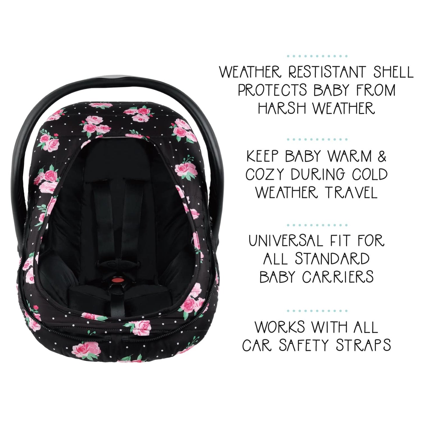 The Peanutshell Car Seat Cover For Baby Girls,Floral Rose, Winter Carseat Canopy Car Seat Cover