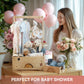 Wooden Baby Shower Crate Closet Set With 10 Hangers, Baby Clothing Rack,Shower Party Basket With Handle And Swing, Large Capacit