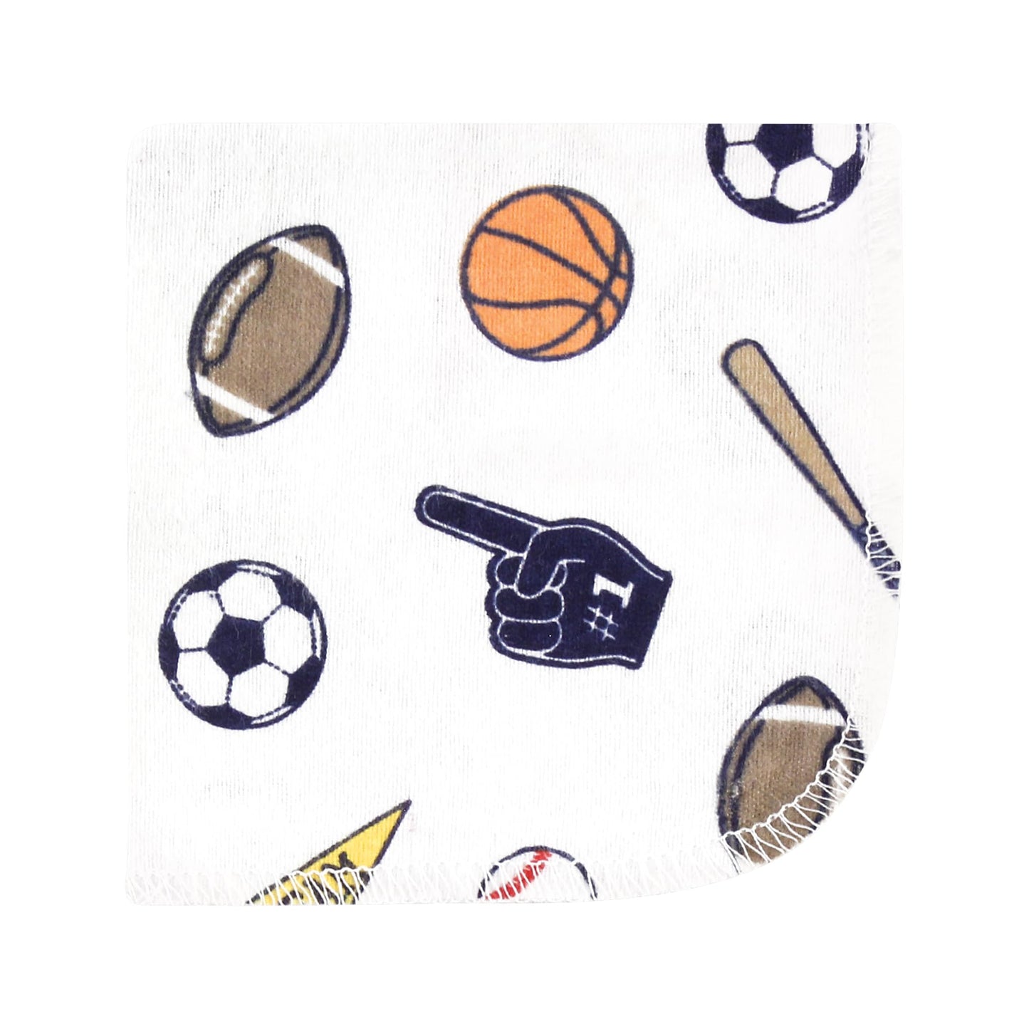 Hudson Baby Unisex Baby Flannel Cotton Washcloths, Sports Fan 12 Pack, One Size