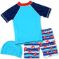 Toddler Boy Swimsuit Swim Trunks Bathing Suits Swimwear Short Sleeve Kids Rash Guard Sunsuit Sets Upf 50+ Crab 8 4-5T