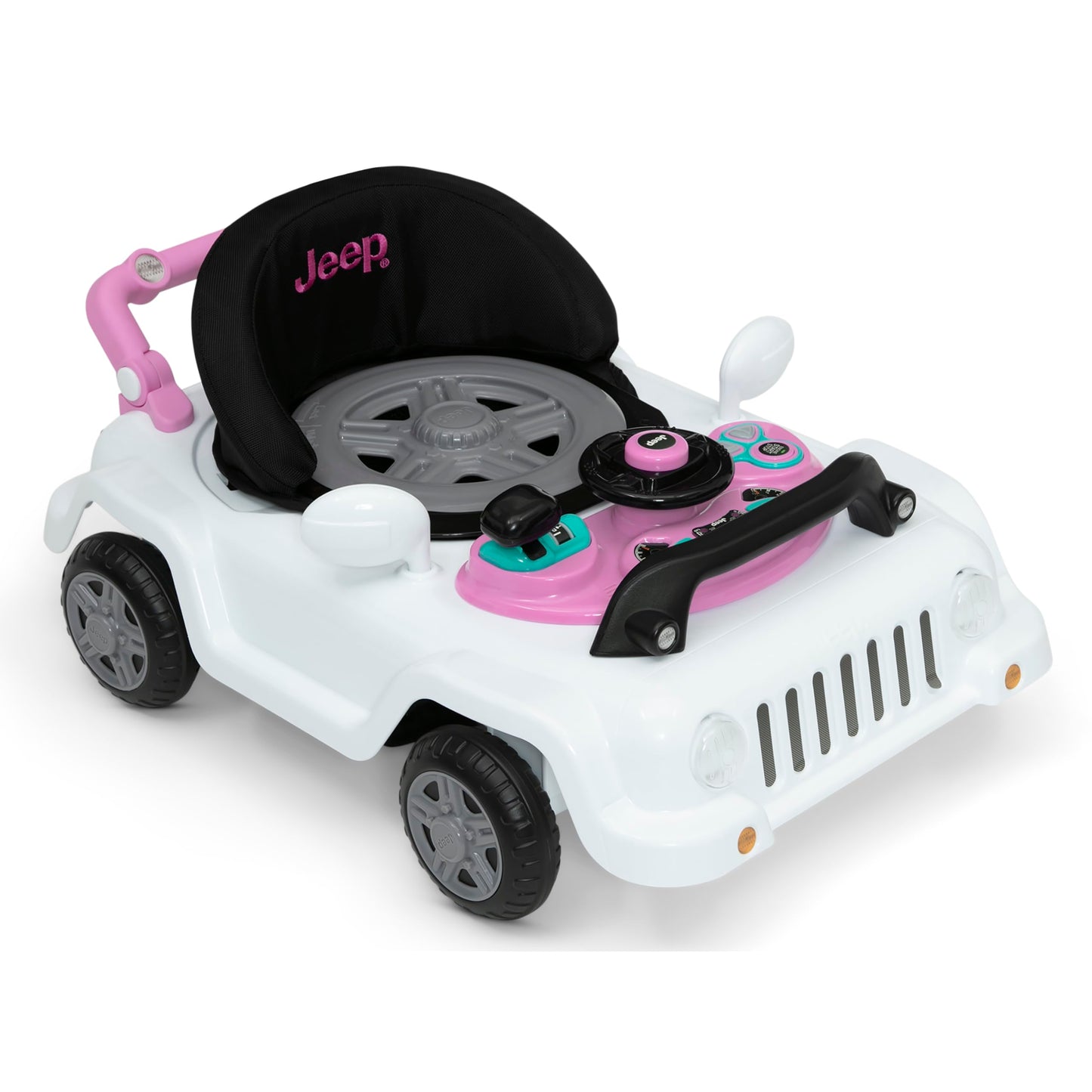 Jeep Classic Wrangler 3-in-1 Grow with Me Activity Walker - Features Music, Lights, Removable Play Tray, Push Walker Mode, Conve