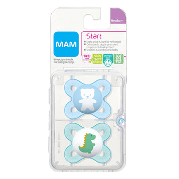 Mam Original Start Newborn Baby Pacifier, Best Pacifier For Breastfed Babies, Sterilizer Case, 0-3 Months, Boy, 2 Count (Pack Of