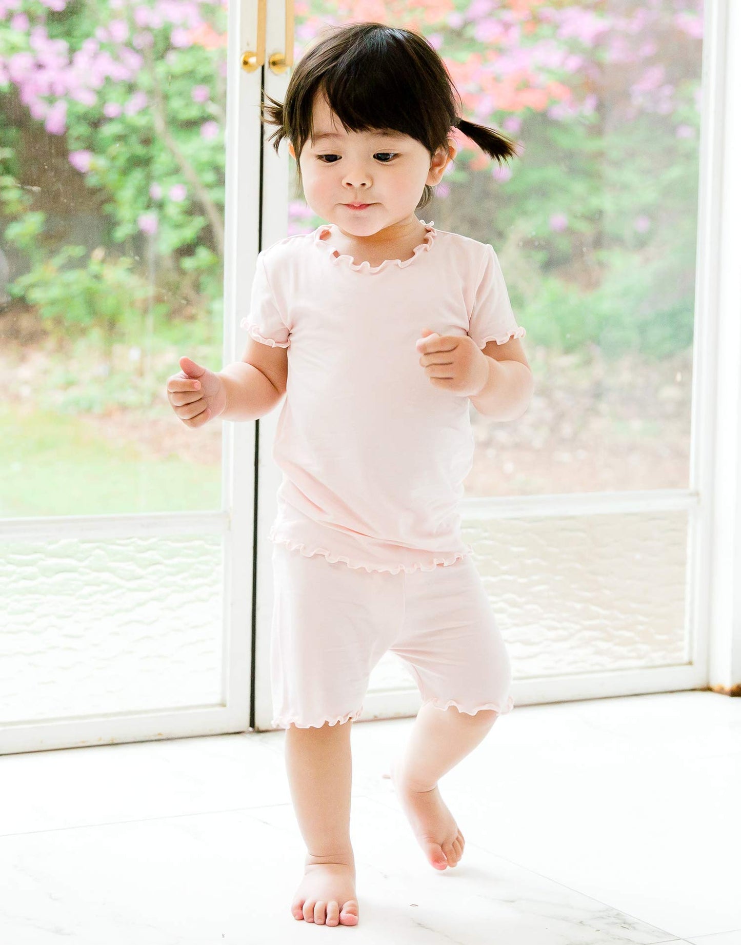 Vaenait Baby Infant Kids Toddler Short Sleeve Sleepwear Pajamas 2Pcs Set Shirring Pink M