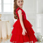Arshiner Girl Dresses Toddler Flutter Tutu Dress Formal Red Valentine Christmas Birthday Party Sundress 7-8 Yeasr