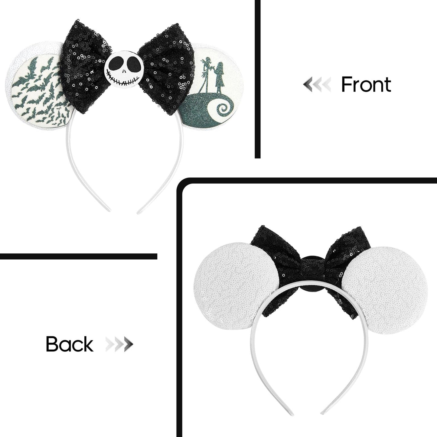 Lylin Halloween Mouse Ears Headband, Sequin Mouse Ears With Bow For Women Girls Boys, Sparkle Ears Hair Accessories For Hallowee