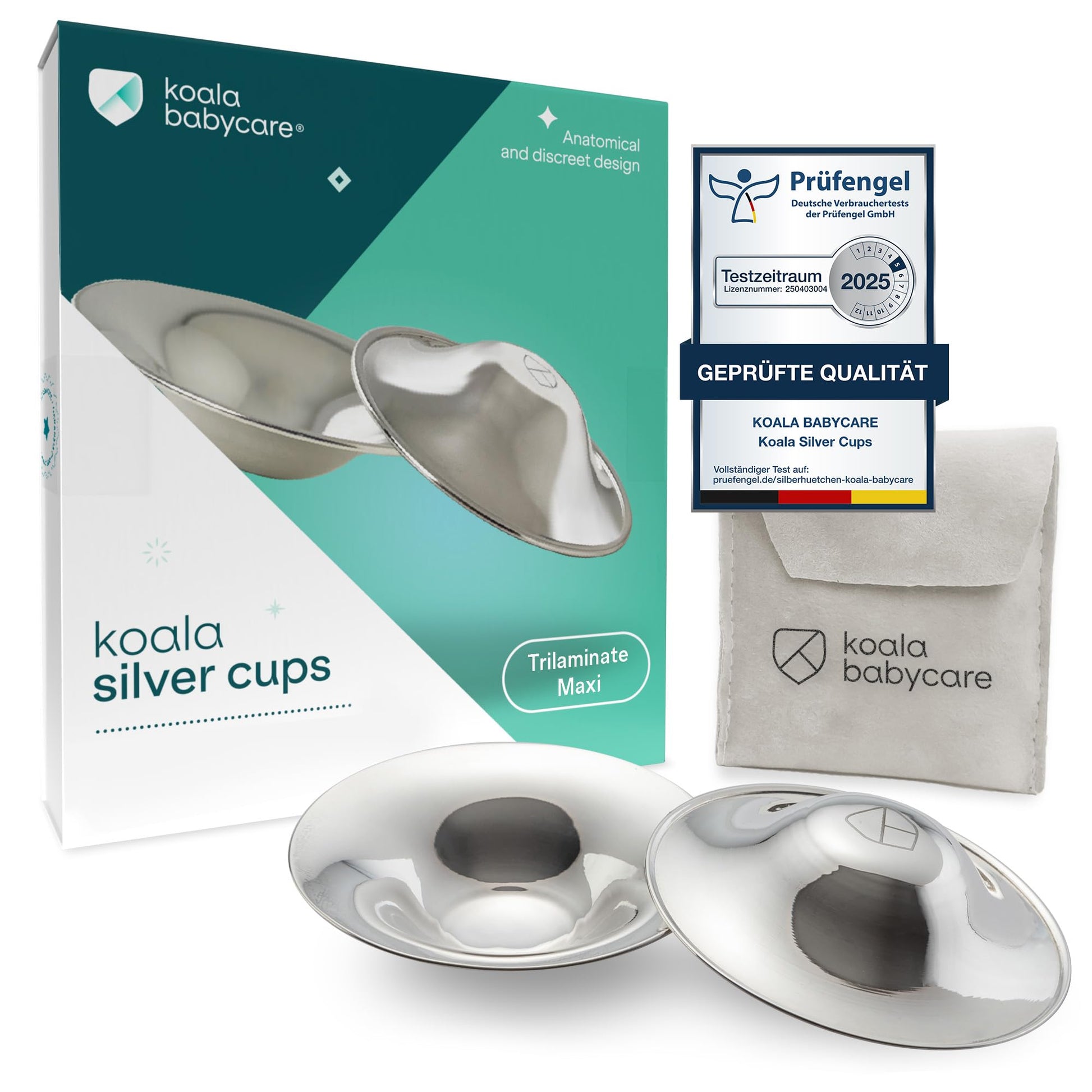 Koala Babycare The Original Silver Nursing Cups - Nipple Shields for Breastfeeding Newborn - Breastfeeding Essentials - Protect 