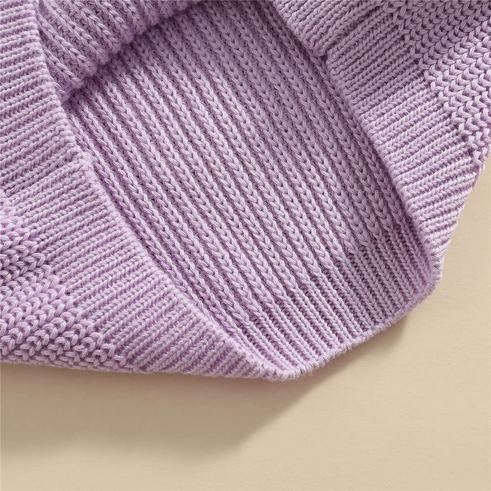 Afunbaby Baby Girl Boy Knit Sweater Blouse Pullover Sweatshirt Warm Crewneck Long Sleeve Tops For Infant Toddler (Knitted-Purple