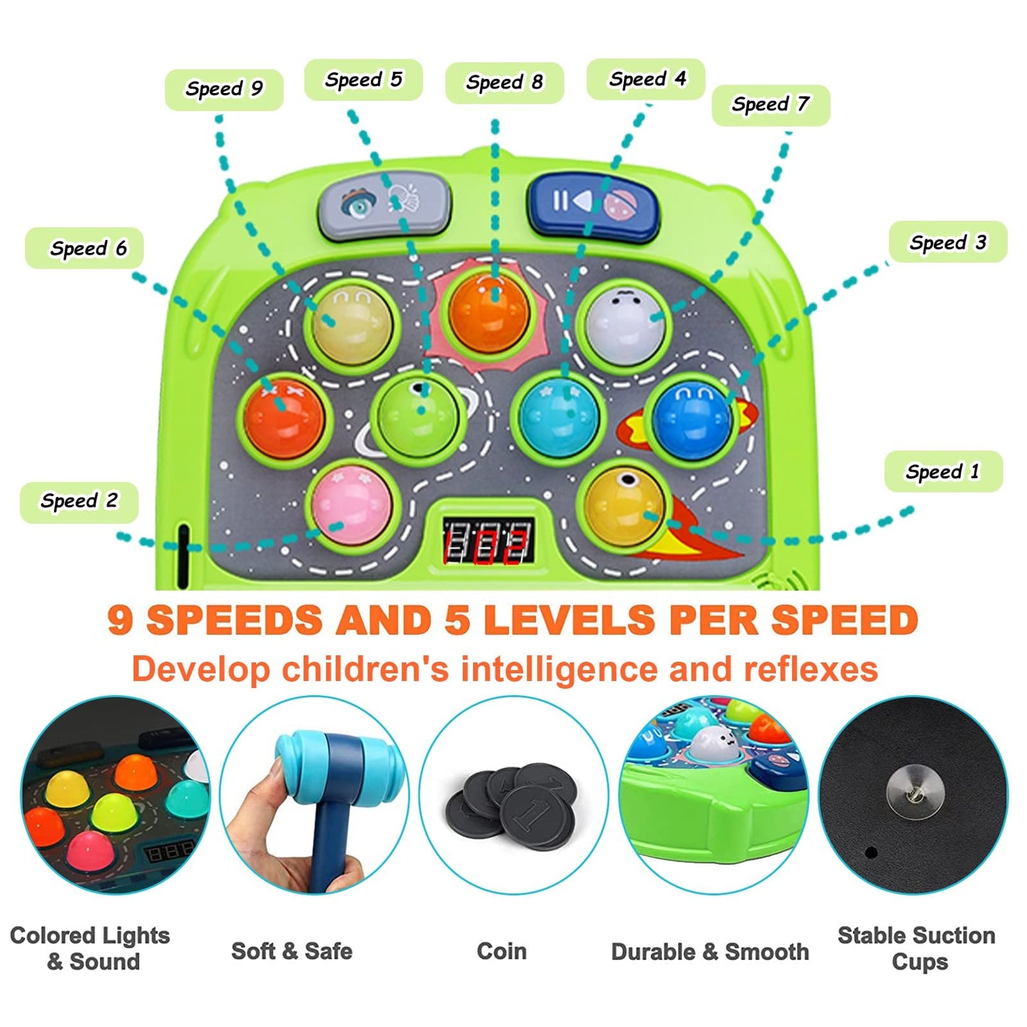 Hammer Mole Game for Toddler, Toys for 3-12 Year Old Boys and Girls, Whack Game for Kids,Gifts for 3 4 5 6+ Year Old Boys, Inter