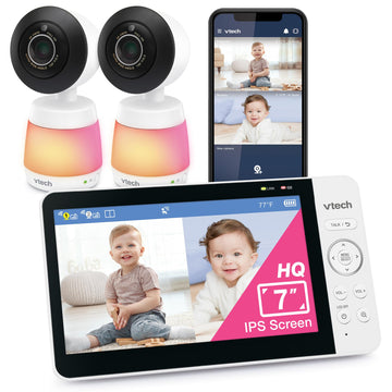 VTech 2-Cameras Smart WiFi Baby Monitor with 1080p FHD Video, Free App with Motion Video, Sound/Motion Detection and Notificatio