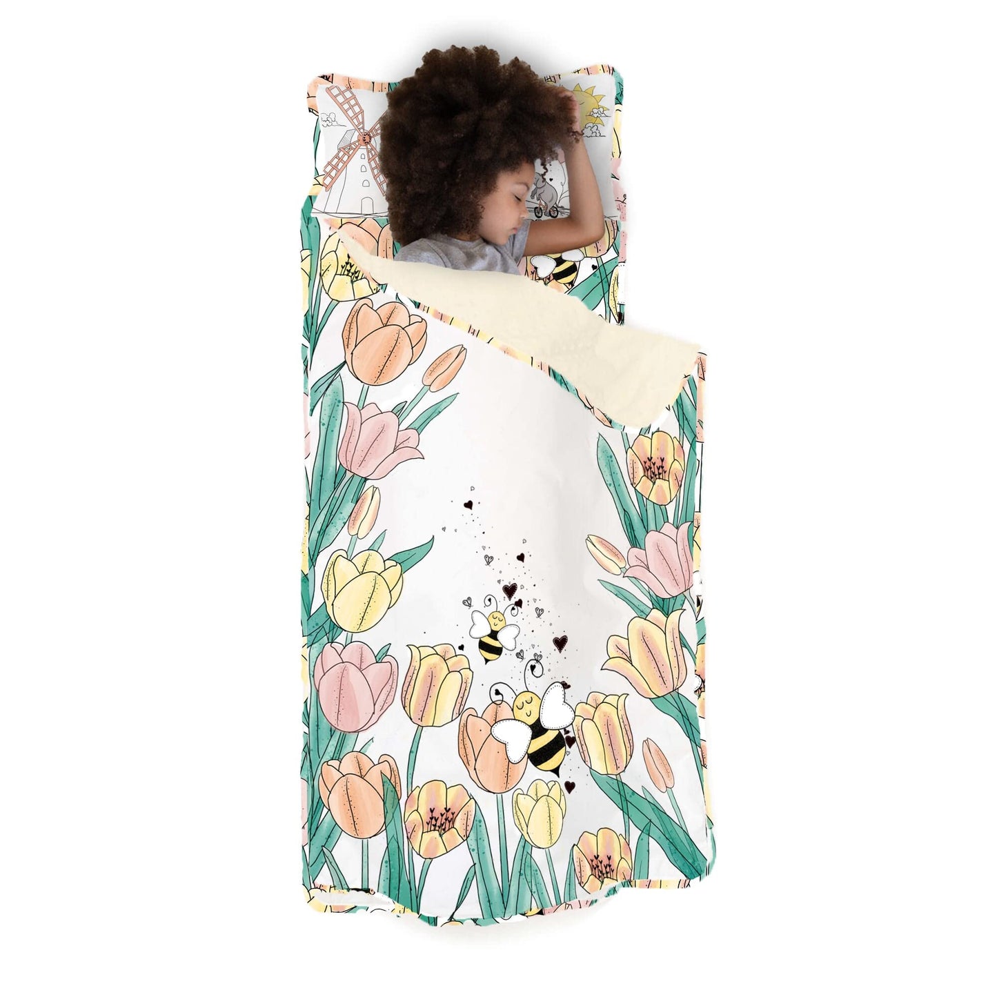 Jumpoff Jo - Extra Long Toddler Nap Mat For Preschool, Daycare And Kindergarten - Sleeping Bag For Kids With Removable Pillow An
