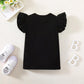 Zfzdren 12M-7Y Toddler Baby Girls T Shirt Solid Color Blouse Ruffle Top Cotton Basic Tees Plain Shirt (5-6 Years, A048)