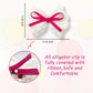 Lmymhmlm 2Pcs Lace Hair Bows For Girls, White Lace With Hot Pink Hair Ribbons, Alligator Bow Hair Clips, Handmade Hair Accessori