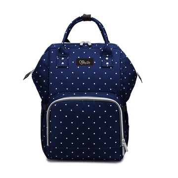 Milky Chic Mommy Diaper Bag- Waterproof USB Charging Port Stroller Straps Changing Pad (Blue Dots)
