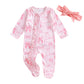 Ayalinggo Valentines Baby Girl Outfit Bowknot Heart Footie Romper Long Sleeve Onesie Newborn Christmas Clothes (Little Pink, 6-1