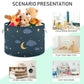 Alaza Night Sky With Moon Stars And Cloud Storage Basket Gift Baskets Large Collapsible Laundry Hamper With Handle, 20X20X14 In,