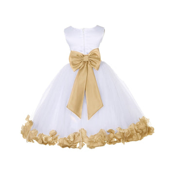 White Tulle Rose Petals Flower Girl Dress Tulle Dress Christening Dress 302T 16
