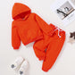 Happy Town Toddler Fall Outfits For Girl Boy Long Sleeve Hoodie Top And Long Sweatpants Set Toddler Sweatsuit (Solid Color-Orang